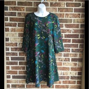 Green floral fit and flare dress